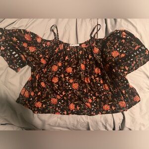 Jolt Black and Orange Floral Blouse